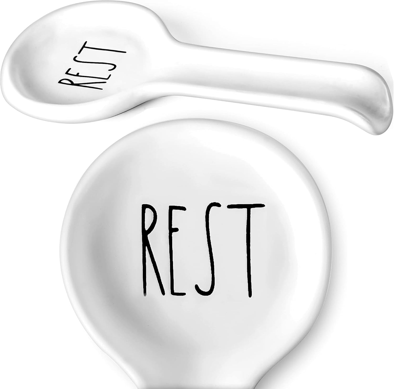 Ceramic Spoon Rest for Stove Top - Farmhouse Spoon Holder for Counter - Coffee Spoon Rest, Ladle Holder - Farmhouse Kitchen Decor, Gift (White)