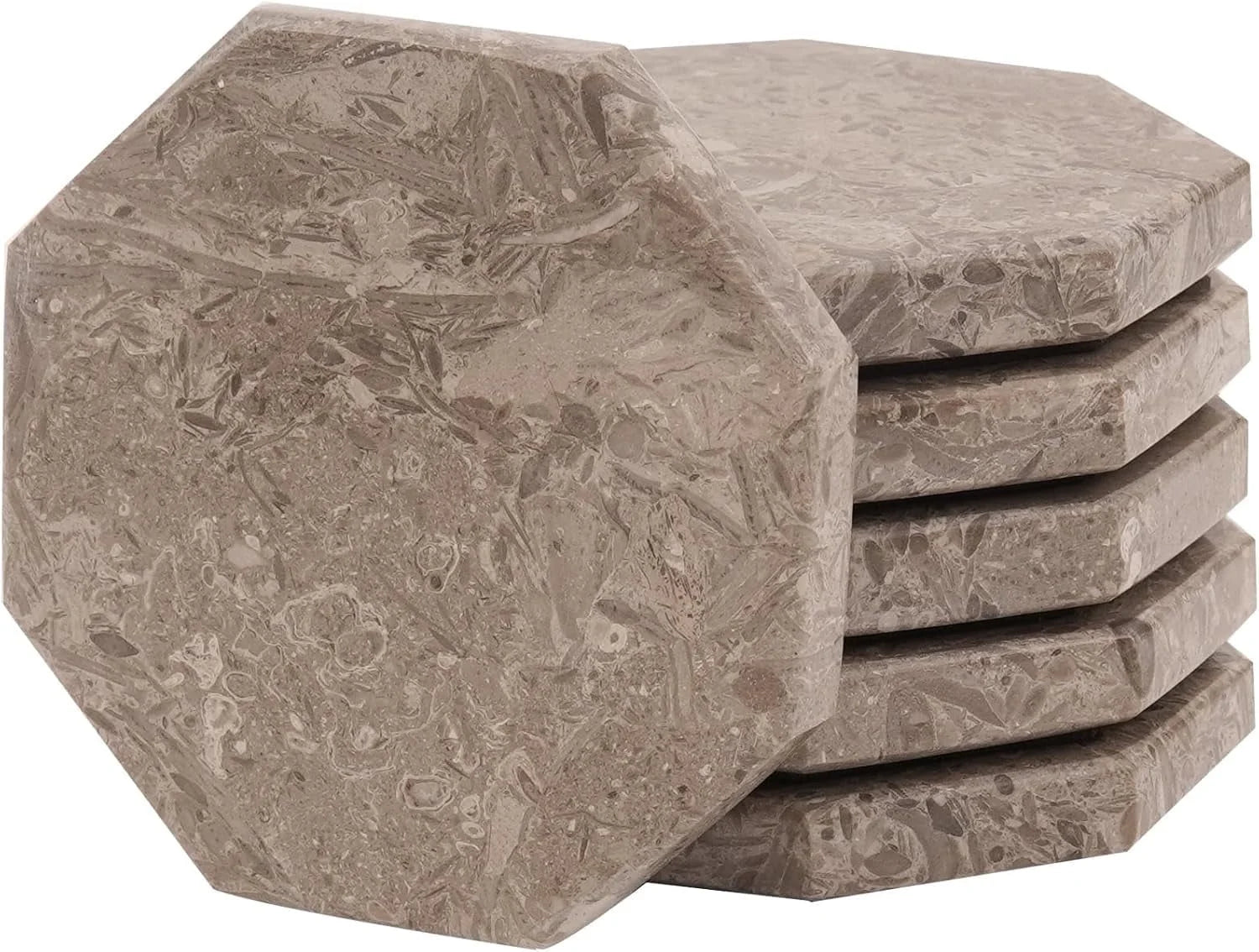 Gray Star Marble Coasters for Drinks 3.5 Inches Handmade Absorbent Stone Coaster Set of 6 Stylish Coasters for Living Room Décor, Tables & Kitchen