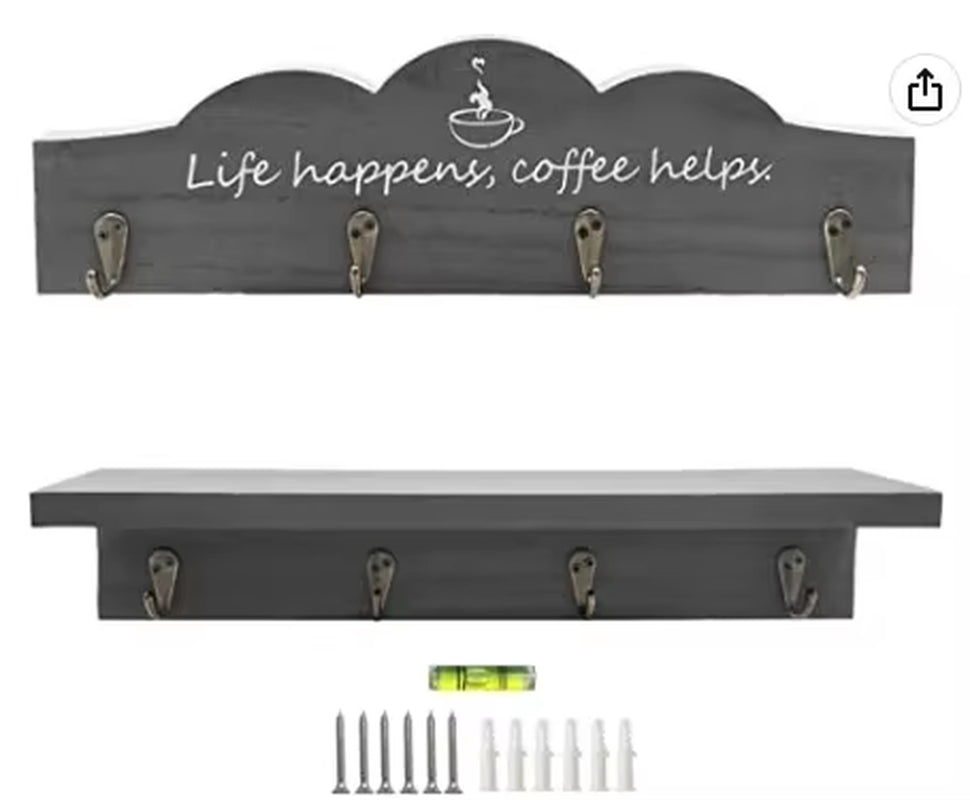 2 Pcs /Set Coffee Cup Holder Kitchen Wall for Farmhouse Decorations Coffee Station Office Decor Mug Organizer Mug Display