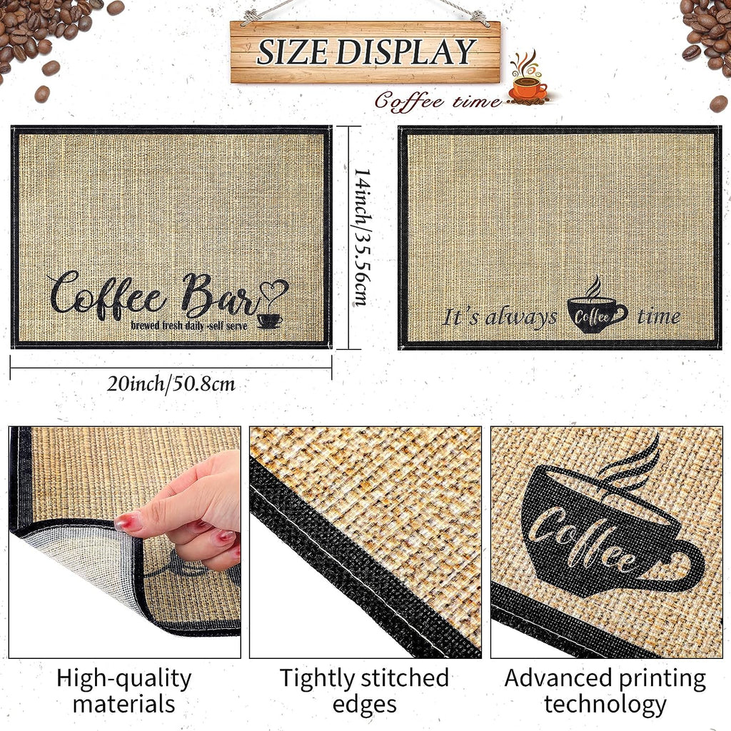 2 Pieces Coffee Bar Mat,Coffee Bar Accessories 20 X 14 Inch Coffee Bar Decoratio