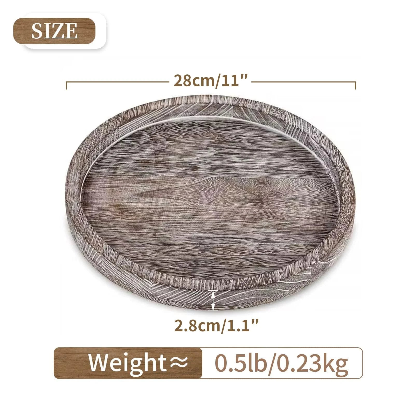 round Wood Candle Tray: Rustic Wooden Candle Holder White Pillar Stand Farmhouse Coffee Table Tray for Living Room Kitchen Counter Bathroom Home Decor,11.8"