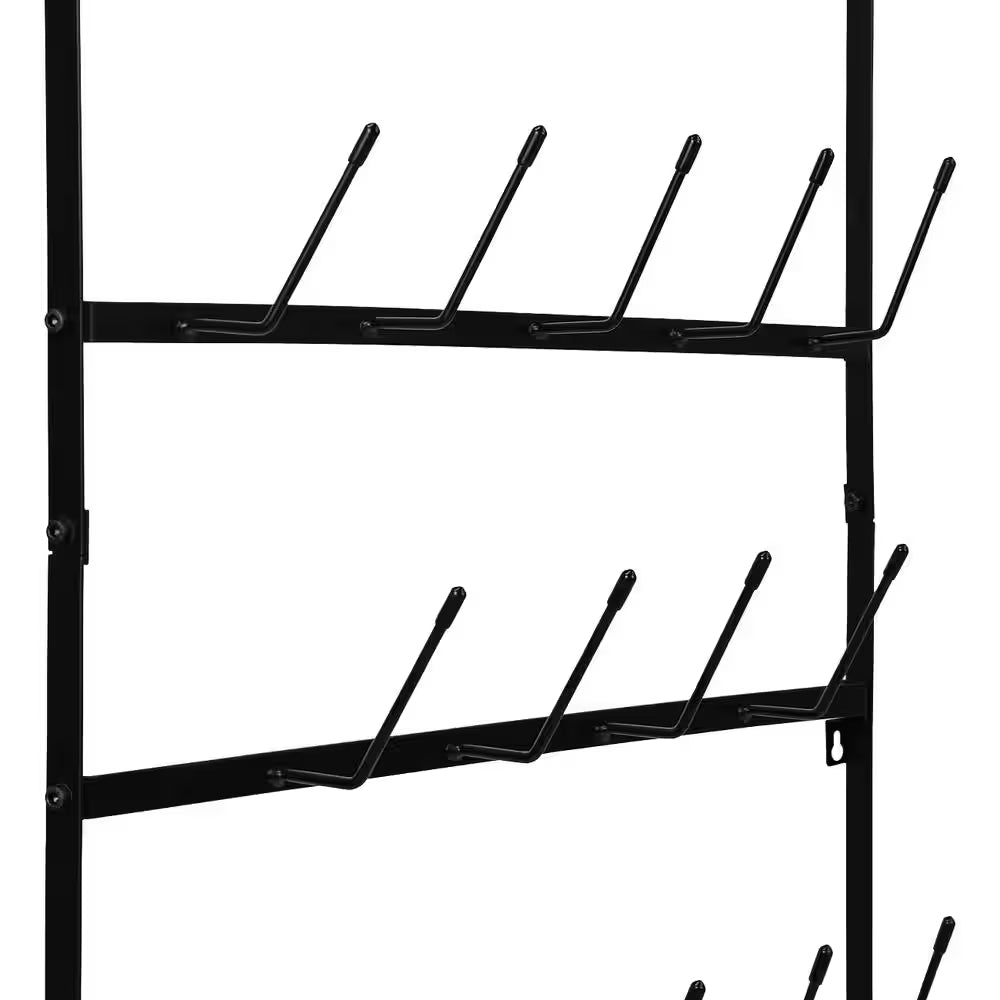 6-Tier 27 Hooks Black Wall Mounted Mug Hook Rack Cup Holder