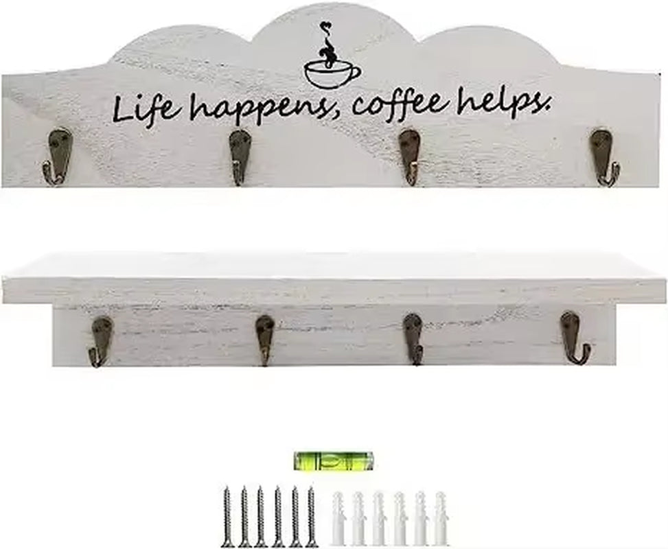 2 Pcs /Set Coffee Cup Holder Kitchen Wall for Farmhouse Decorations Coffee Station Office Decor Mug Organizer Mug Display