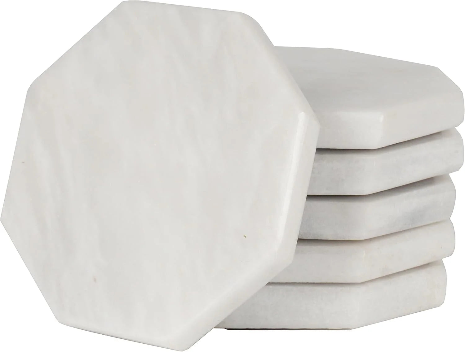 White Star Marble Coasters 3.5 Inches Handmade Drink Coasters Set of 6, Decorative Stone Coasters for Coffee Table, Home Décor and Living Room