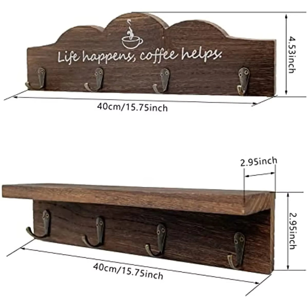 2 Pcs /Set Coffee Cup Holder Kitchen Wall for Farmhouse Decorations Coffee Station Office Decor Mug Organizer Mug Display