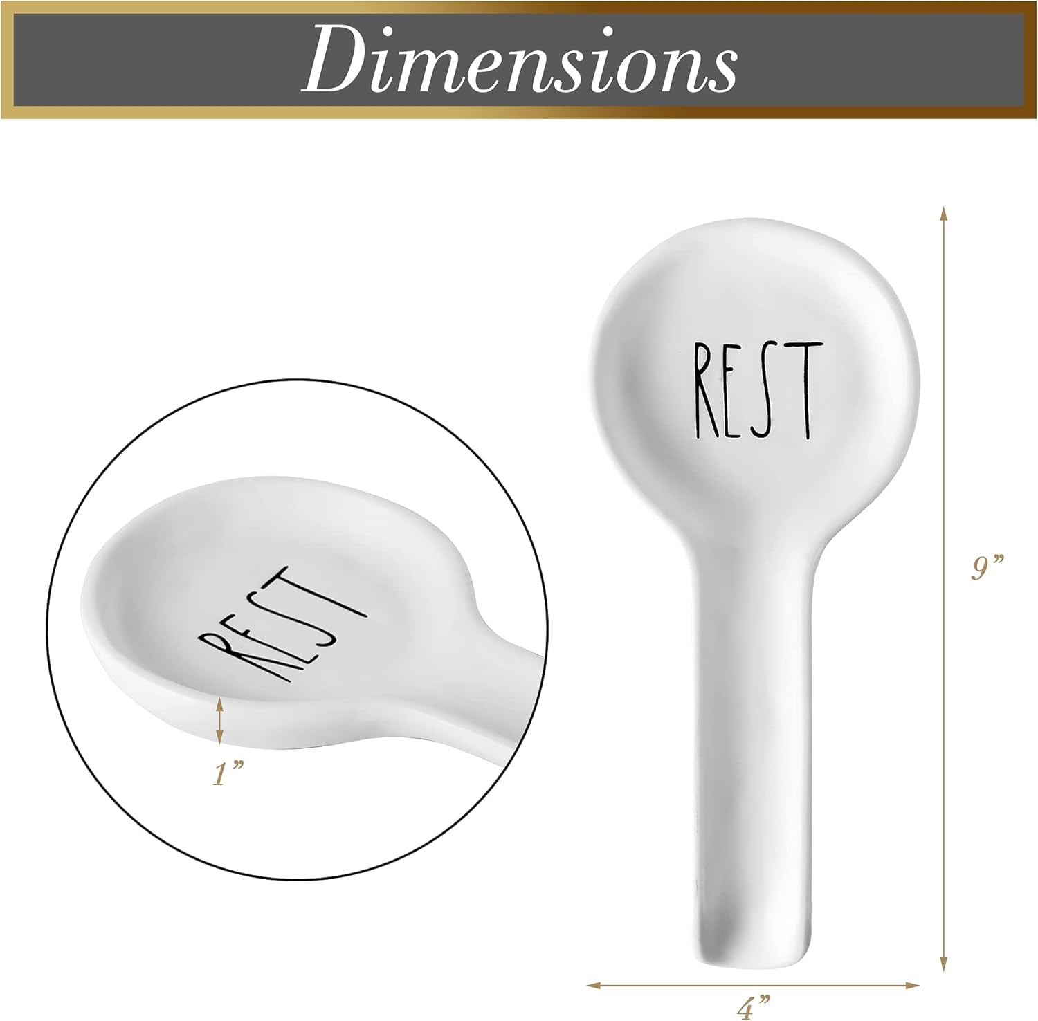 Ceramic Spoon Rest for Stove Top - Farmhouse Spoon Holder for Counter - Coffee Spoon Rest, Ladle Holder - Farmhouse Kitchen Decor, Gift (White)