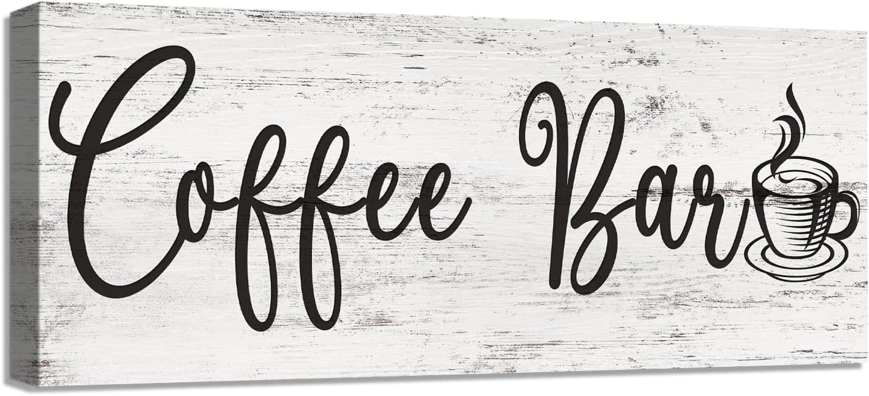 Vintage Coffee Bar Signs Plaques for Kitchen - Farmhouse Rustic Coffee Sign for Cafe Station Decor, 6X17 Inches, Housewarming Gift