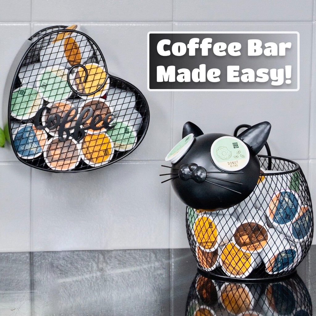 Made Easy Kit Coffee Pod Organizer, Coffee Bar Functional Décor, Black Heart
