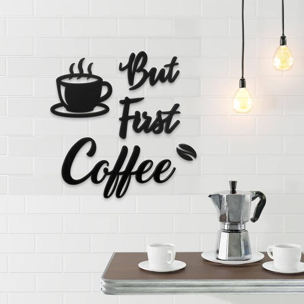 7 Pieces Coffee Time Rustic Sign Coffee Wall Art Coffee Sign Wall Decor with Coffee Beans and Coffee Cups Sign for Coffee Bar Home Office Kitchen (Chic Style)