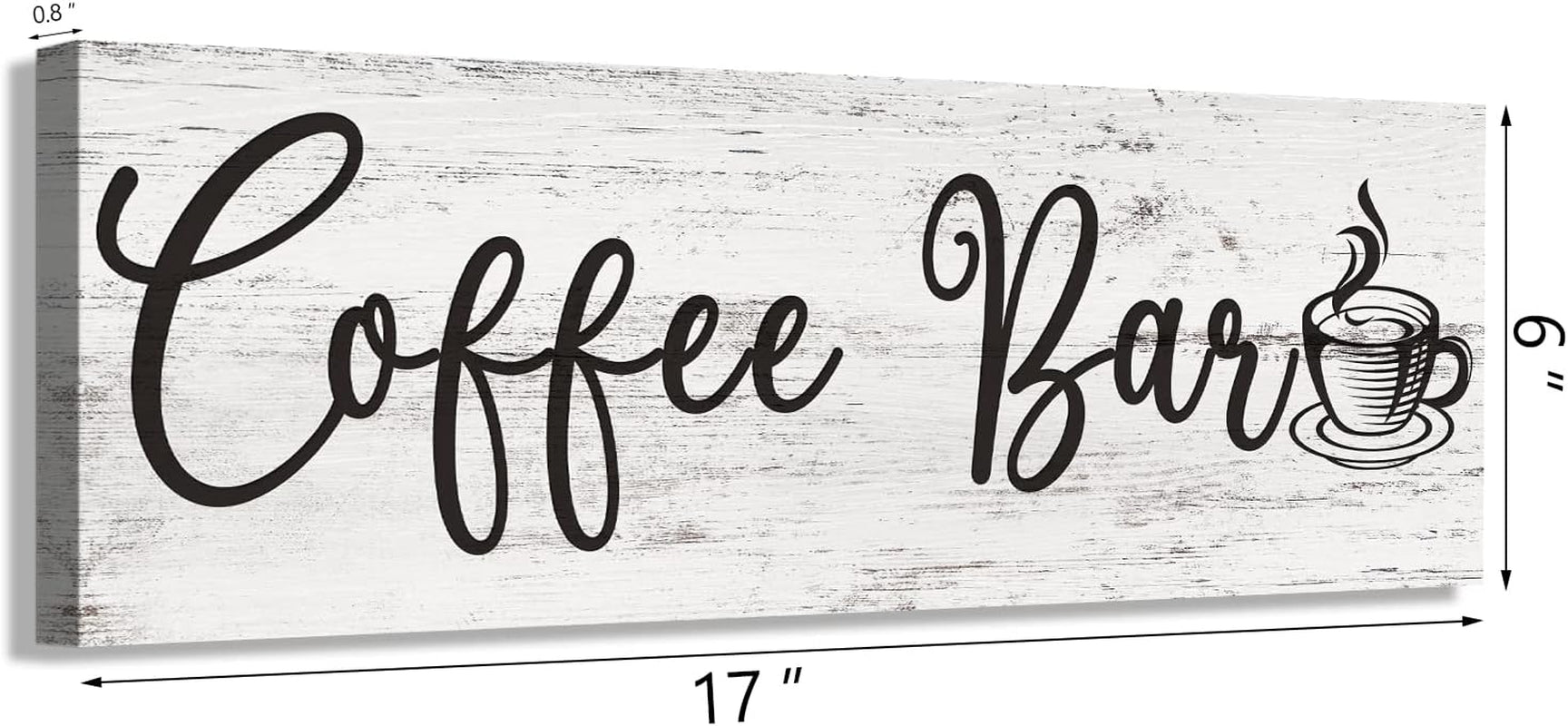 Vintage Coffee Bar Signs Plaques for Kitchen - Farmhouse Rustic Coffee Sign for Cafe Station Decor, 6X17 Inches, Housewarming Gift